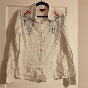 NWOT White Embroidered Button Down